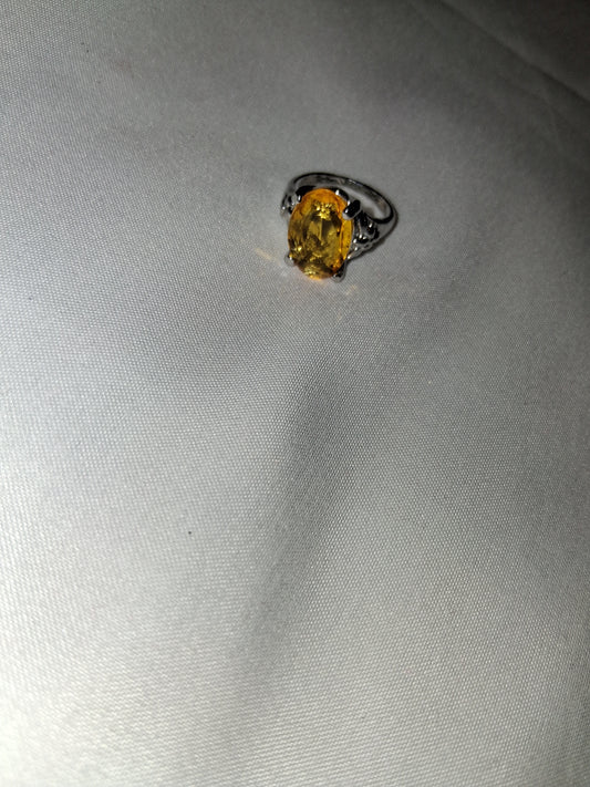 Yellow silver plated tone ring size 6