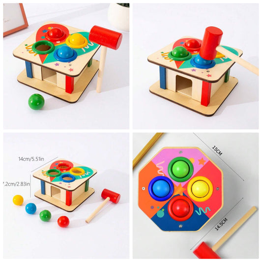 Wooden Hammering Toy - Develop Fine Motor Skills & Educational Fun For Toddlers(Training Hand Action Hand Eye Coordination And Explosion Power) wood cpc certificate