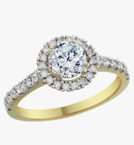 COCOMONEY 14K Yellow Gold 1.74 cttw Floating Diamond Ring, Size 6