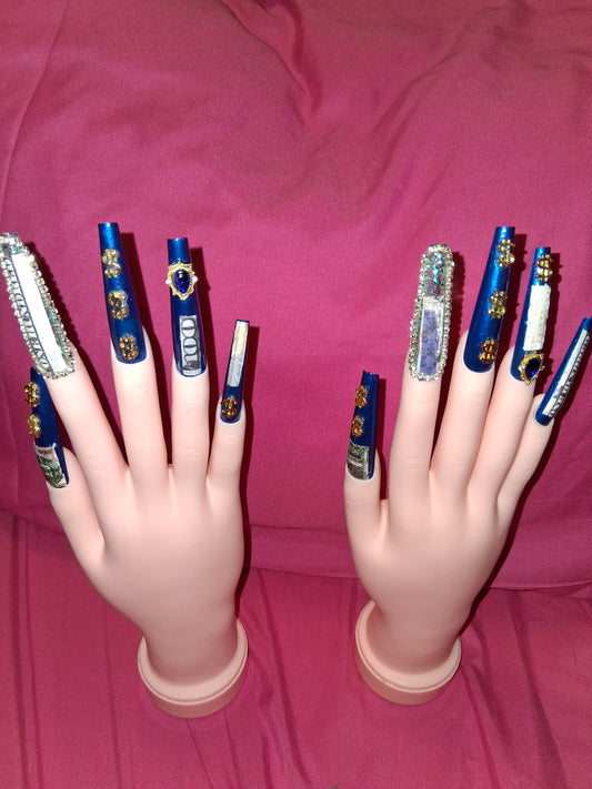 COCOMONEY NAILS CUSTOM 1 OF 1 GLUE ON PRESS ON COMES WITH FREE GIFTS #o49