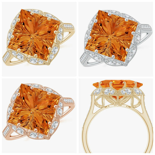 COCOMONEY Natural Citrine Stackable Ring for Women in 14K Solid Gold | November Birthstone, Birthday, Engagement, Anniversary, Wedding Jewelry Gift for Women