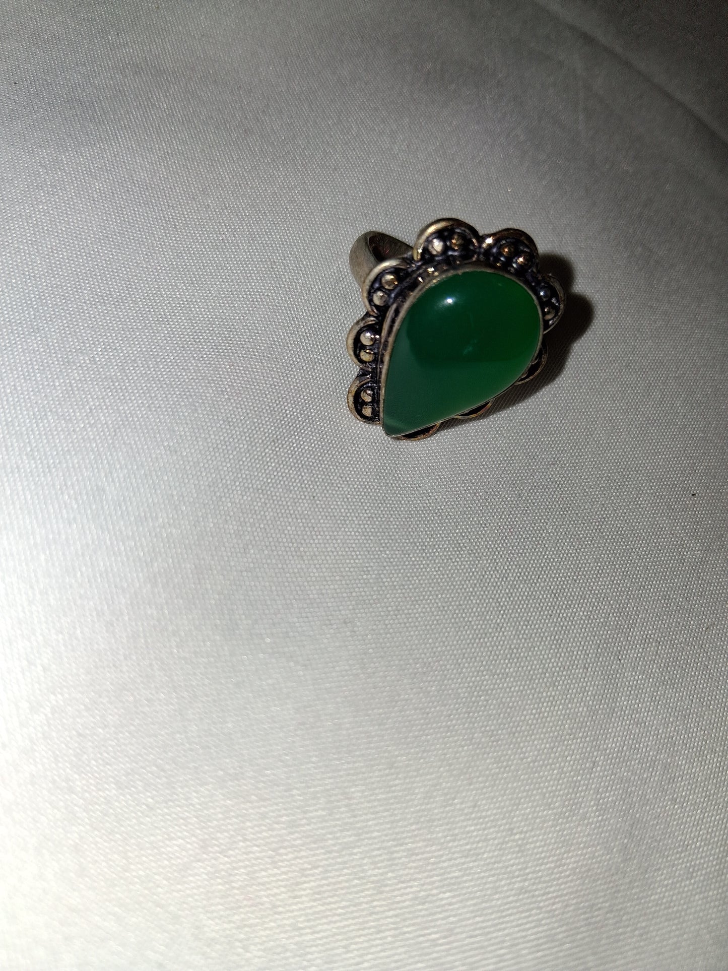 925 sterling silver green stone ring size 10 COCOMONEY