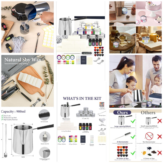 Candle Making Kit, Complete Candle Making Kit for Adults, DIY Starter Soy Candle Making Supplies/Kit, DIY Arts & Crafts Kits Perfect as Home Decorations