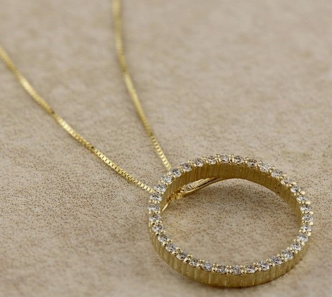 COCOMONEY 1/6 to 1 Carat Diamond Circle of Life Round Pendant Necklace for Women in 14k Gold (I1-I2, cttw) on 18 Inch Long Chain with Spring Ring Clasp