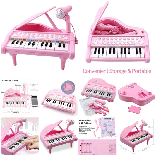 Toddler Piano Toy Keyboard For Baby Girls Birthday Gift 1 2 3 4 Years Old Kids Pink Toy Piano
