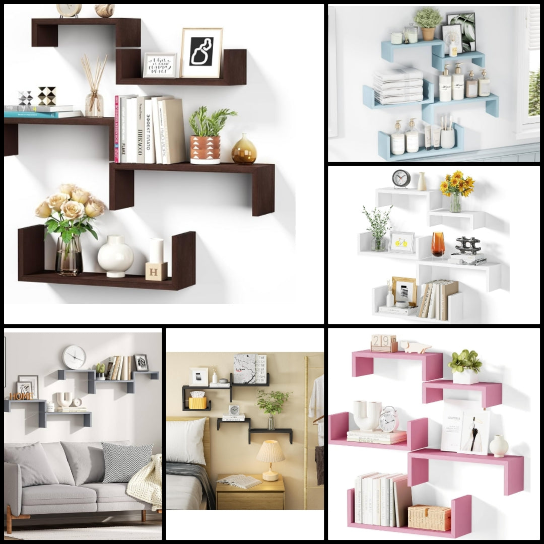 Floating Shelves, Wall Shelves for Bathroom, Bedroom, Living Room, Kitchen, Office, Wood Shelves for Wall Decor Set of 5