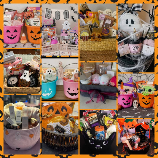 BOO BASKET OR BUCKET FILLED WITH FUN MYSTERIOUS ITEMS