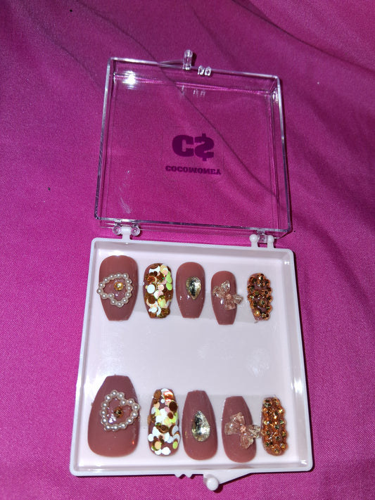 COCOMONEY NAILS CUSTOM 1 OF 1 GLUE ON PRESS ON COMES WITH FREE GIFTS #b63