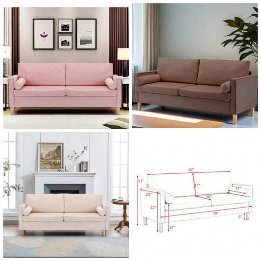 70" Velvet Loveseat Small Sofa Couch 2 Seater Premium Velvet Fabric Loveseat Modern Couches For Living Room