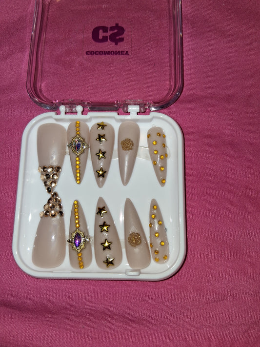 COCOMONEY NAILS CUSTOM 1 OF 1 GLUE ON PRESS ON COMES WITH FREE GIFTS #b98