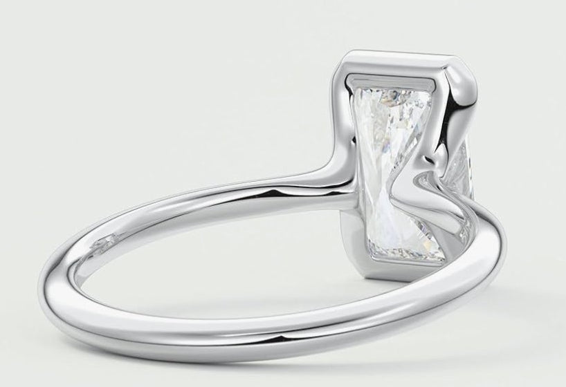 2.40 Ct Radiant Cut Half Bezel Set Moissanite Engagement Ring in 10K Solid Gold Solitaire Promise Ring for Her Wedding Ring