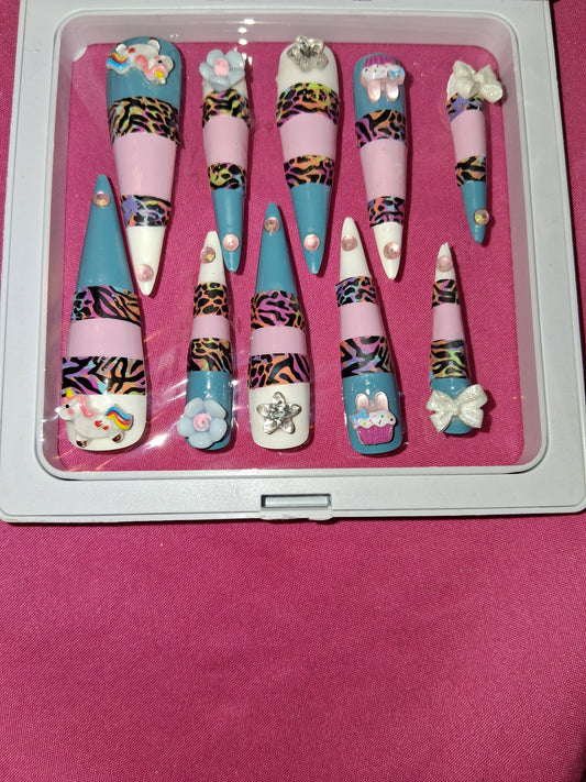 COCOMONEY NAILS CUSTOM 1 OF 1 GLUE ON PRESS ON COMES WITH FREE GIFTS #p42