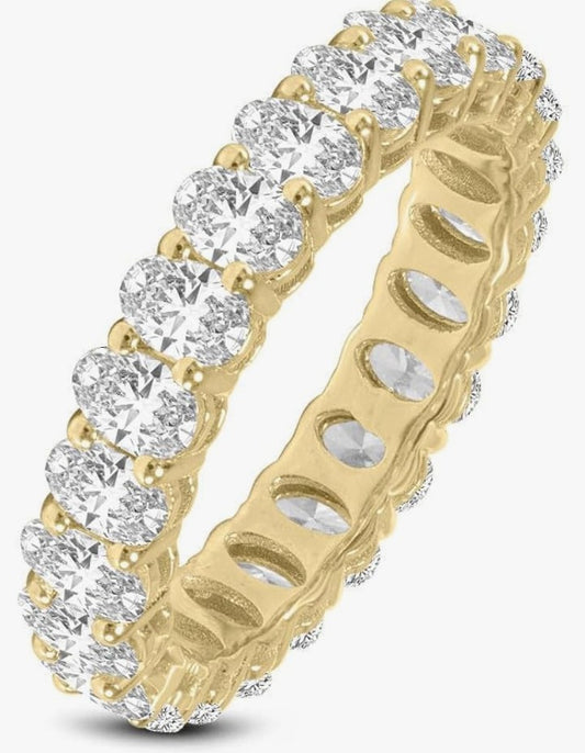 COCOMONEY 14K Gold Oval Lab Grown Diamond Ladies Eternity Wedding Anniversary Stackable Ring Band From 2.40-13 CTW (Ring Size: 4.5-10)