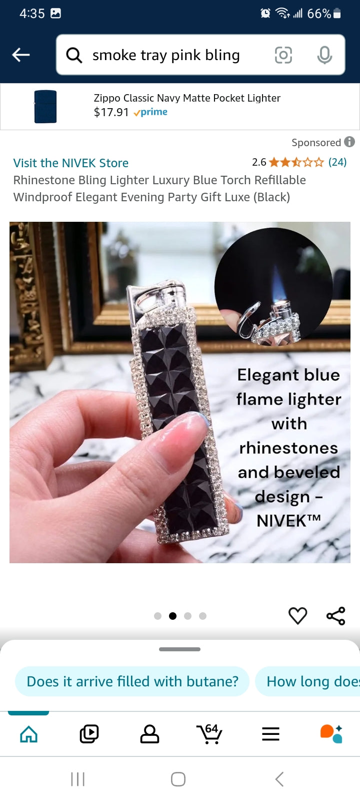 Refill Rhinestone Bling Lighter Luxury Blue Flame Torch Refillable Windproof Elegant