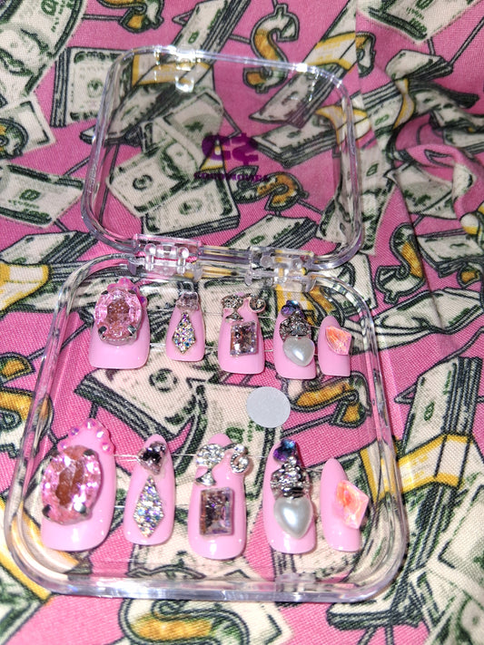 COCOMONEY NAILS CUSTOM 1 OF 1 GLUE ON PRESS ON COMES WITH FREE GIFTS #b78