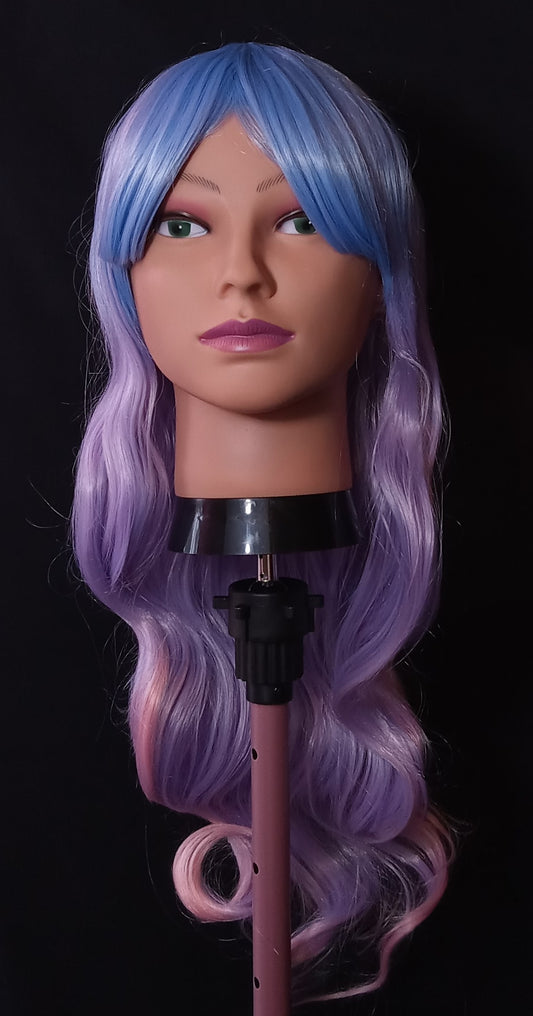 COCOMONEY WIG LONG WAVY STRAIGHT LIGHT BLUE PURPLE PINK