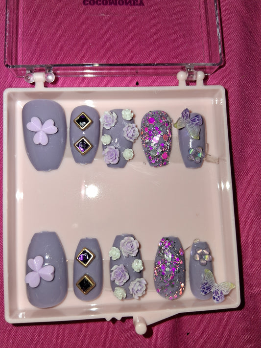 COCOMONEY NAILS CUSTOM 1 OF 1 GLUE ON PRESS ON COMES WITH FREE GIFTS #b48