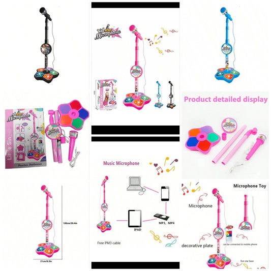 Karaoke Gaming Microphone Toys With Stand,Microphone Toys With Data Adapter To Connect Mp3, Mp4(39Inch)