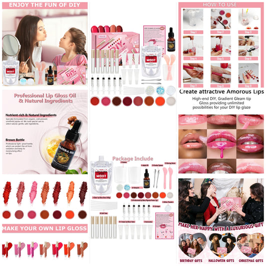 Lip Gloss Making Kit, TSVATE Lip Gloss Kit, Diy Lip Gloss Making Kit, Fun Make Your Own Lipgloss Kids Lip Gloss for Girls, Women, Moisturizing Lip Gloss Base, Jojoba Oil, Lip Gloss Tubes, Gift for Her