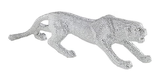 23 1/2" Wide Electroplated Silver Leopard Sculpture