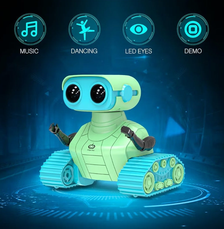 Robot Toy, Rechargeable RC Robot for Kids, Remote Control Toy with Music and LED Eyes, Gift for Children Age 3 Years and Up