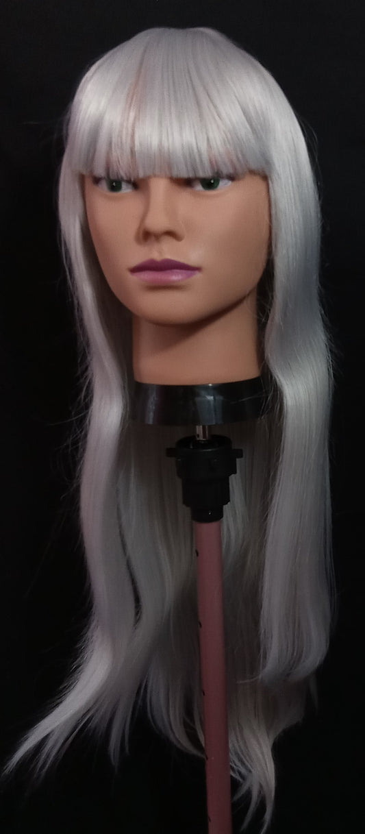 COCOMONEY WIG WHITE SILVER STRAIGHT SYNTHETIC BEAUTIFUL
