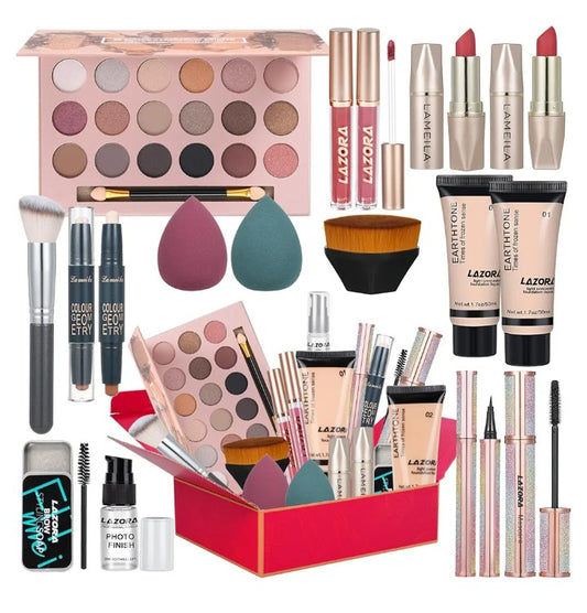 All in One Makeup Kit for Women Full Kit Gift Makeup Sets Makeup Gift Set for Women & Girls Makeup Essential Bundle Include 18Color Eyeshadow Palette Cosmetic Brush