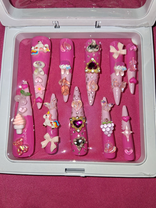 COCOMONEY NAILS CUSTOM 1 OF 1 GLUE ON PRESS ON COMES WITH FREE GIFTS #p38