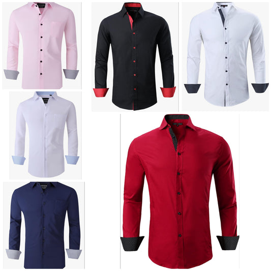 Mens Dress Shirts Regular Fit Long Sleeve Stretch Business Dress Shirts for Men