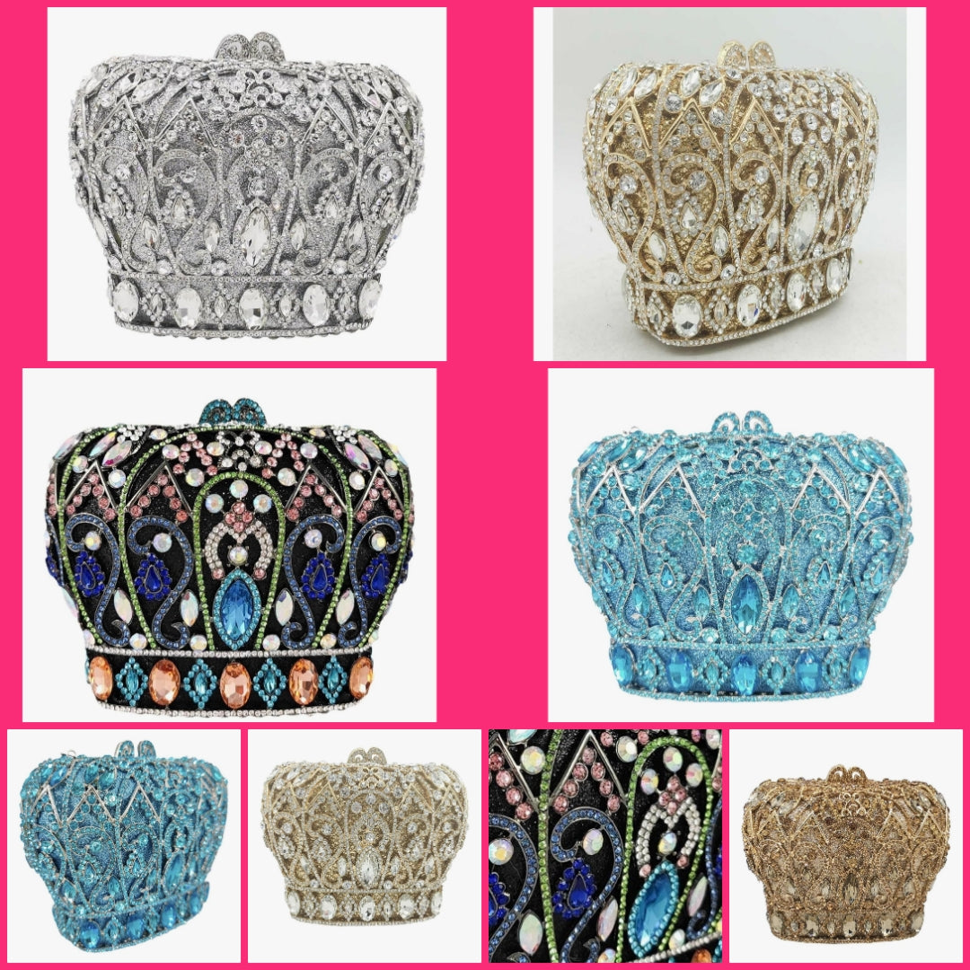 Crown C$  Crystal Clutch Purse Women Formal Evening Minaudiere Handbags Party Dinner Rhinestone Clutch Bag,Mini COCOMONEY
