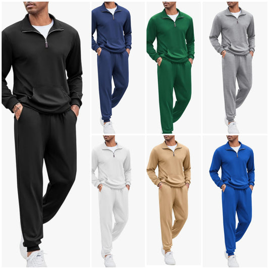 Men's Tracksuit 2 Piece Quarter Zip Sweatsuit Sets Casual Athletic Running Jogging Suits