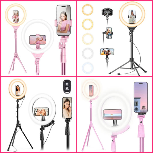 12'' Selfie Ring Light with 62’’ Tripod Stand for Video Recording, Live Streaming(YouTube, Instagram, TIK Tok), Compatible with Phones, Cameras and Webcams