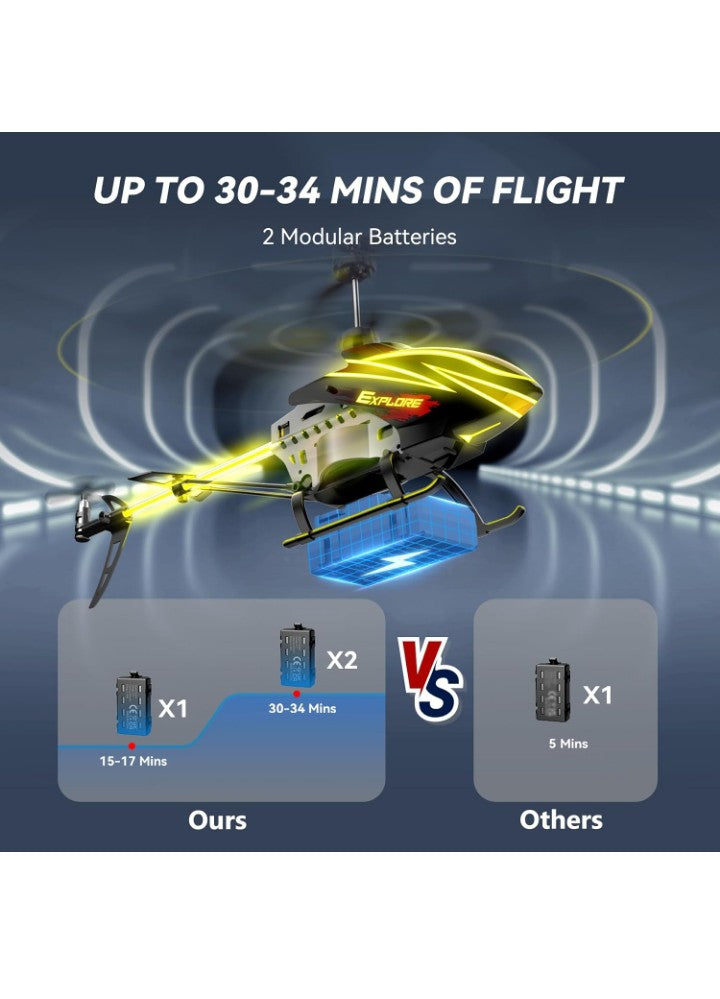 RC Helicopter, Remote Control Helicopter for Kids with 30Mins Flight(2 Batteries), 7+1 LED Light Modes, Altitude Hold, RC Toys for Boys Girls