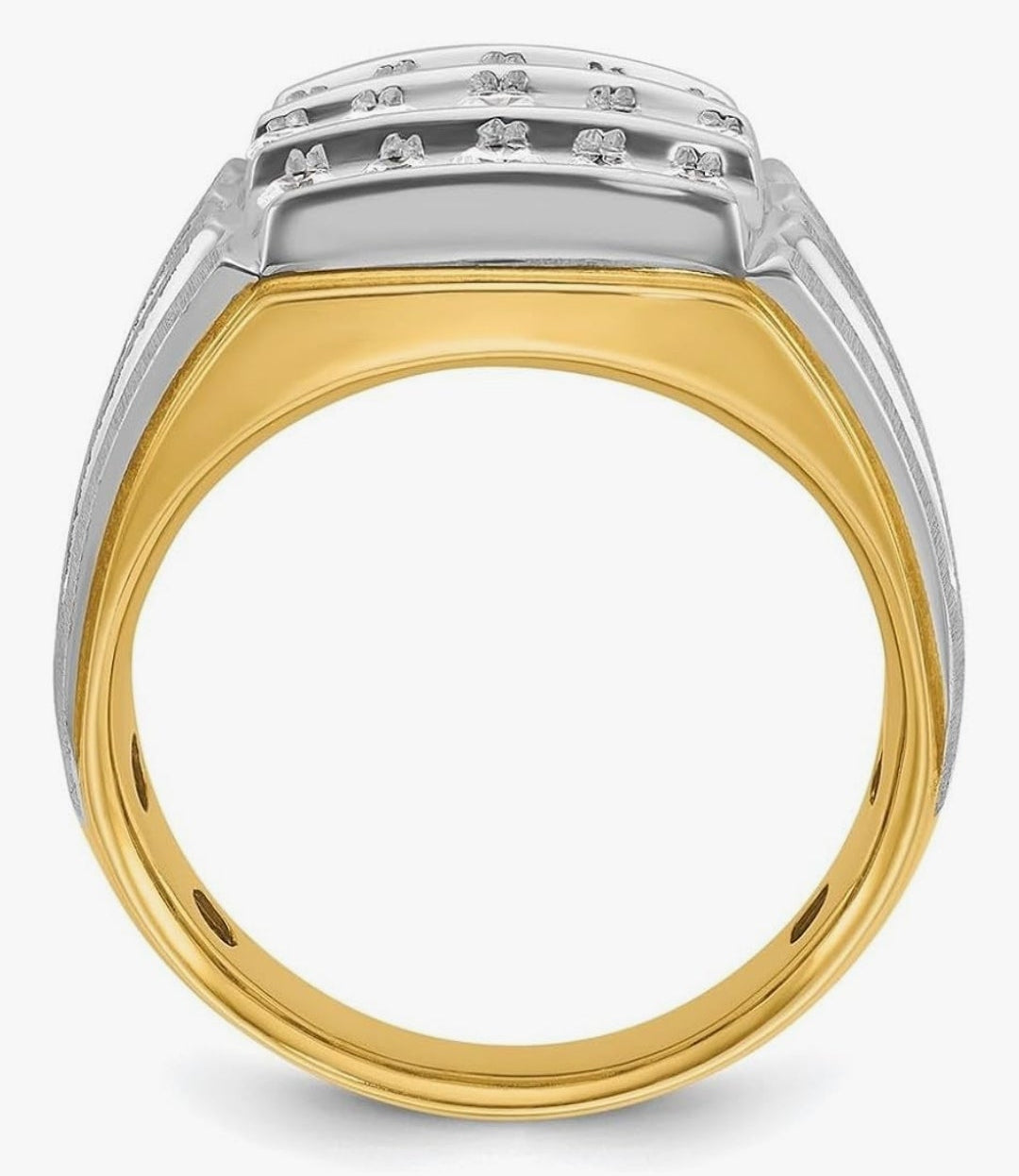 2.65mm 14k Solid Gold Two Tone 1 Ct Lab Grown Diamond SI+ G+ Mens Cluster Ring Size 10-Ring for Men