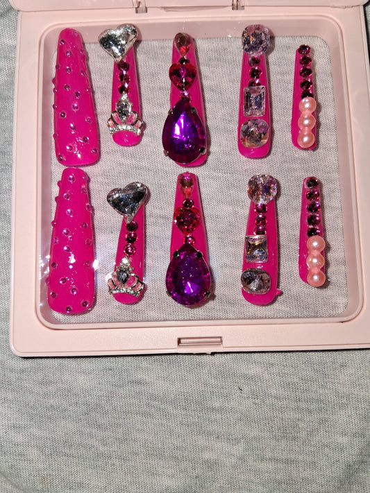 COCOMONEY NAILS CUSTOM 1 OF 1 GLUE ON PRESS ON COMES WITH FREE GIFTS #p70