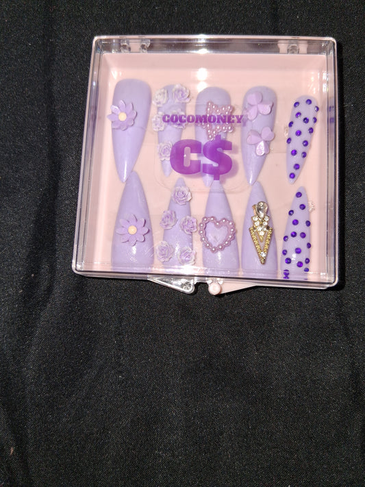 COCOMONEY NAILS CUSTOM 1 OF 1 GLUE ON PRESS ON COMES WITH FREE GIFTS #b56
