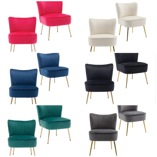 Velvet Upholstered Accent Chairs Set of 2, with Golden Legs, beautiful