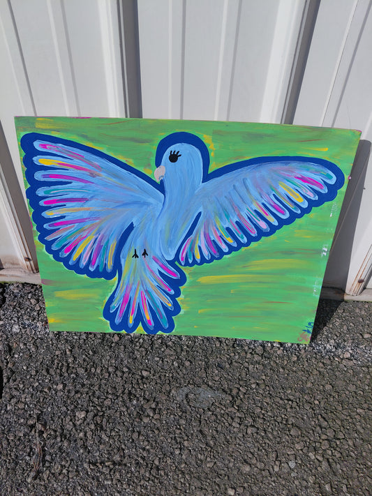 COCOMONEY ART Blue Bird 1 OF 1 CUSTOM PIECE BY COCOMONEY painting on canvas