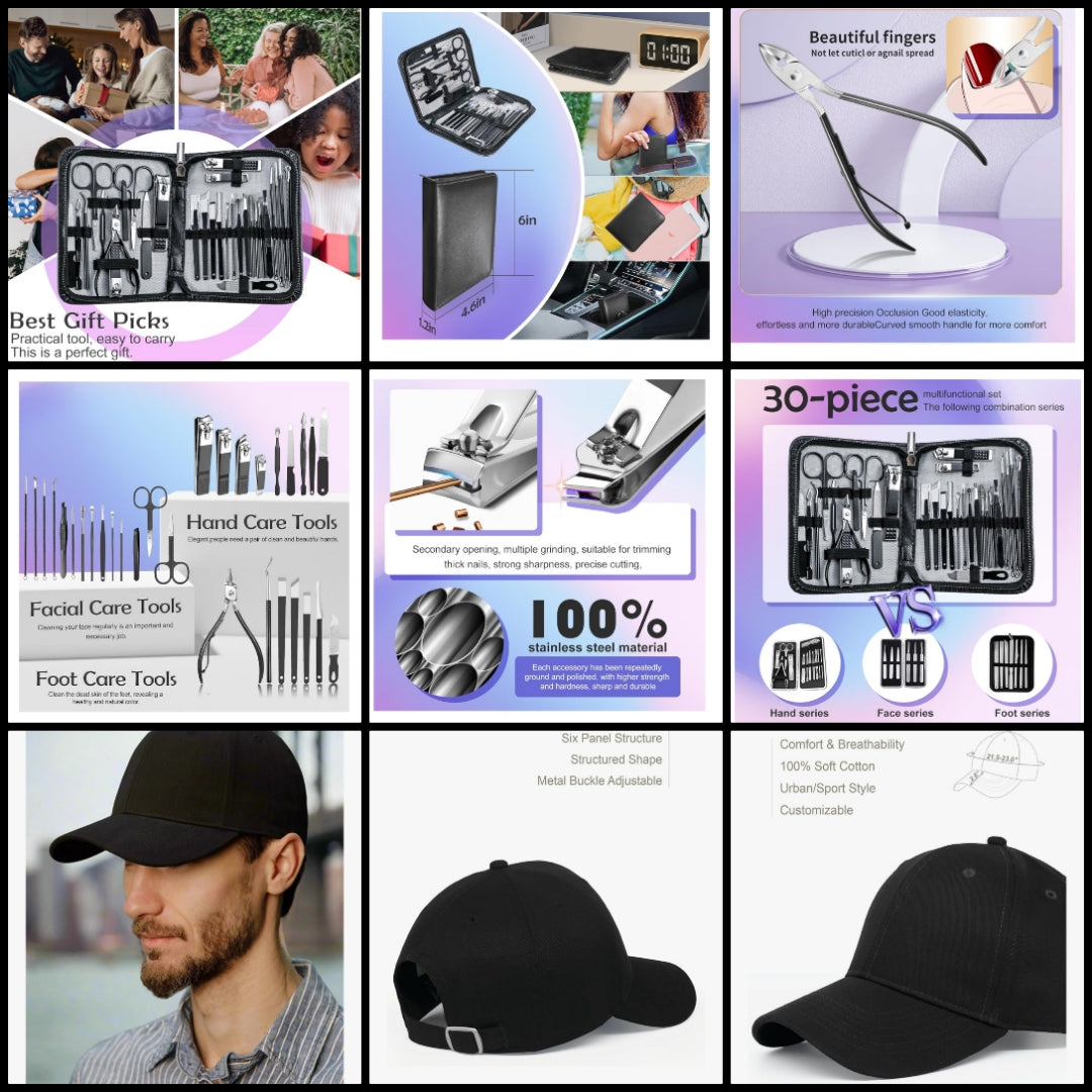 10 Piece gift set for Men for christmas or birthday comes with black wood box, exceptional pieces he will like