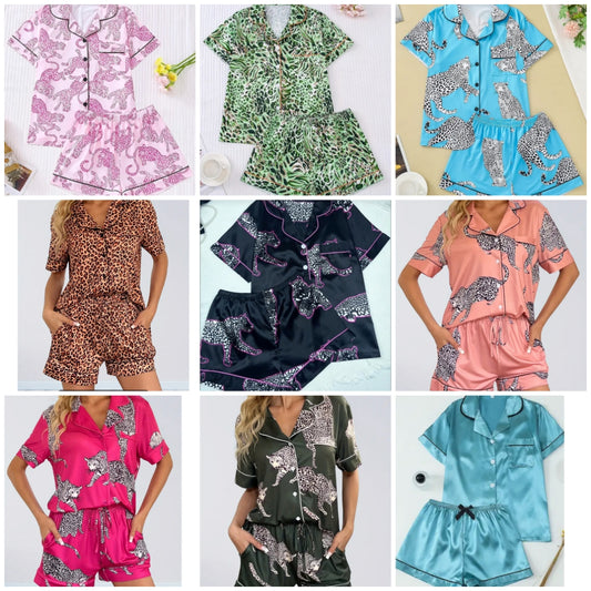 2 piece pajama set Leopard Print fashion print