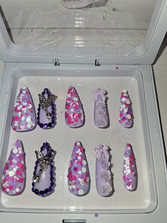 COCOMONEY NAILS CUSTOM 1 OF 1 GLUE ON PRESS ON COMES WITH FREE GIFTS #o52