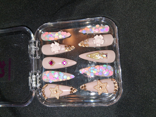 COCOMONEY NAILS CUSTOM ONE OF A KIND PIECES WITH NAIL BAG AND FREE GIFTS ACRYLIC