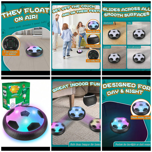 Hover Soccer Ball Toy, Air Power Training Ball With LED Lights, Indoor And Outdoor Games , Ideal Christmas Birthday Gift Toys For Boys And Girls 3 and up abs