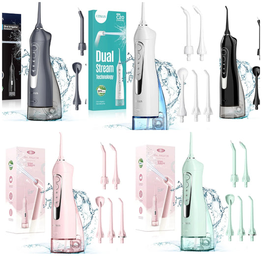 Water Flosser Teeth Pick: Portable Cordless 300ML Rechargeable Travel Irrigation Cleaner IPX7 Waterproof Electric Flossing Machine for Teeth Cleaning F5020E