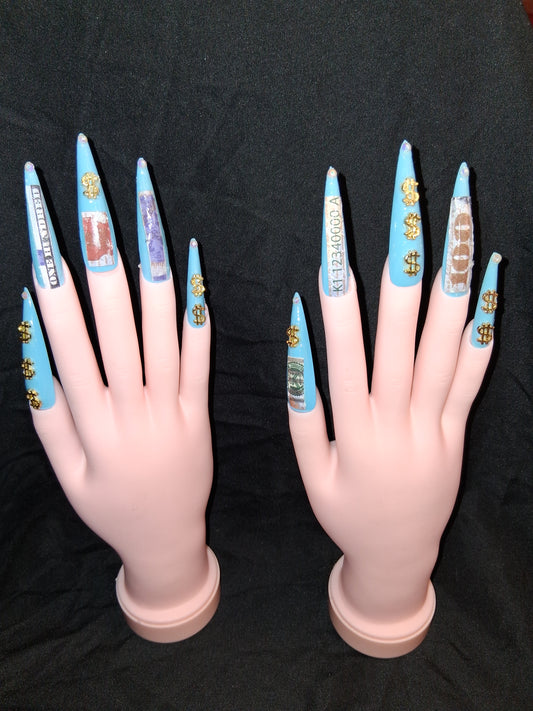 COCOMONEY NAILS CUSTOM 1 OF 1 GLUE ON PRESS ON COMES WITH FREE GIFTS #o63