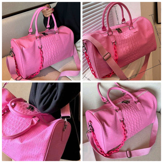 1pc Minimalist Crocodile Leather Texture Travel Bag, Can Be Carried By Hand Or Crossbody, Suitable For Business Travel, Travel, Back To School, Moving Travel Storage Bag Travel Equipment Airport Travel Supplies Clothes Luggage Bag COCOMONEY