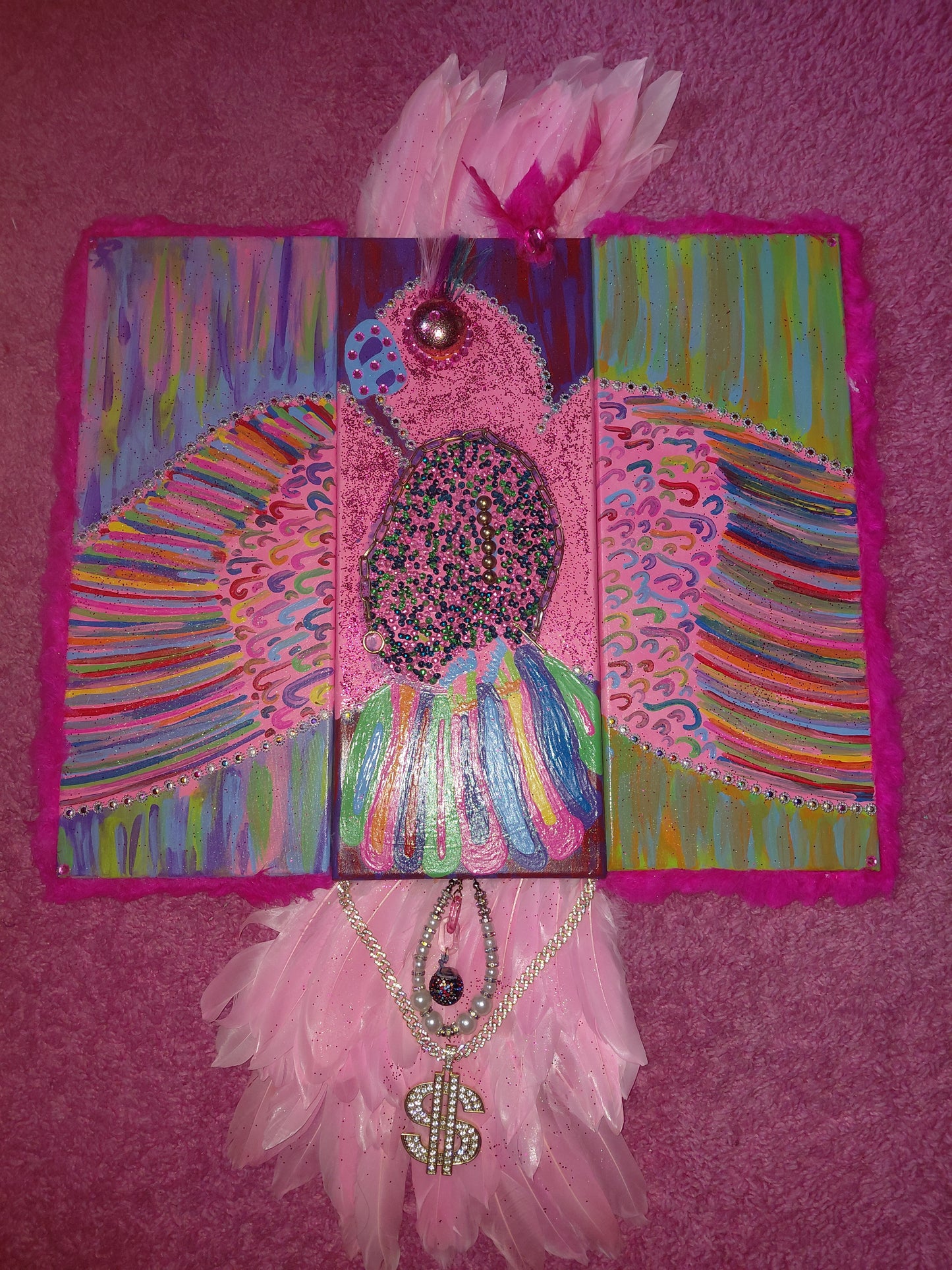 FREE BIRD✅️ CUSTOM PAINTING BY COCOMONEY 1 OF A KIND PIECE. 60×24 Inches 3 piece 1 painting connects together and makes 1 stunning piece of art signed C$ COCOMONEY by me personally dated and signed on the back.