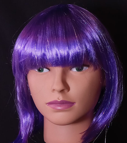 COCOMONEY WIG PURPLE STRAIGHT SHOULDER LENGTH