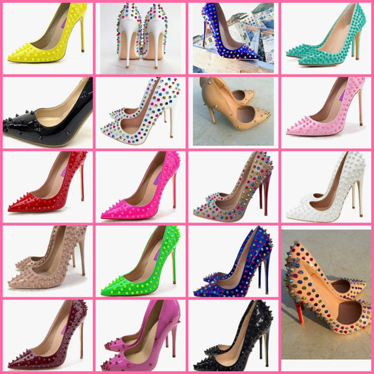 Sexy Heels Pumps Studded Rivett Party Prom Event Birthday Wedding Shoes