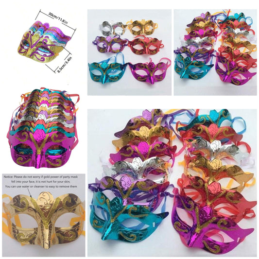 Gold-Plated Party Masks For Weddings, Parties, Carnivals; Color Randomized, Back To School Valentine DayGold-Plated Party Masks For Weddings, Parties, Carnivals; Color Randomized, Back To School holiday